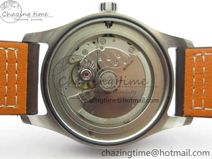 MIROTIME 0224 Original Pilot IW326803 SS MK 1:1 Best Edition Black Dial on Brown Leather Strap MIYOTA 7146